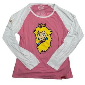 Nintendo Princess Peach Long‑Sleeve Tee 💗 Pink & White 🤍 • Size XL